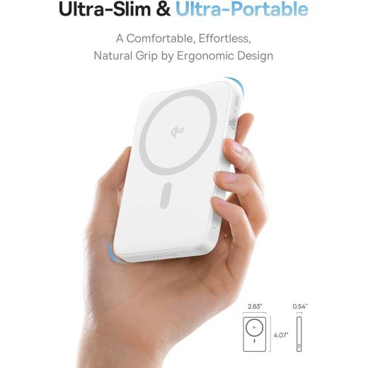 Повербанк Baseus PicoGo Ultra-Slim Qi2 Magnetic 15W Power Bank 5000mAh White