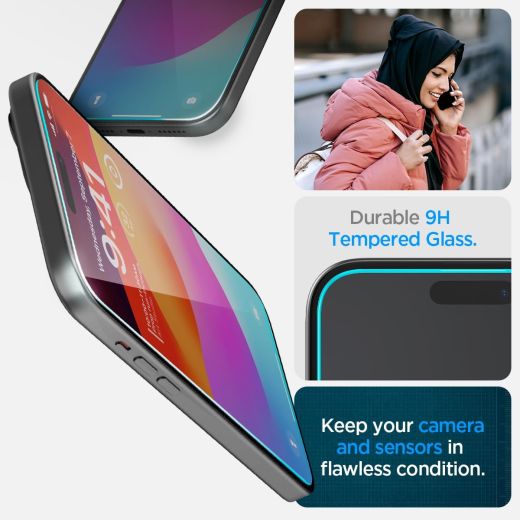 Защитное стекло Spigen Tempered Glass Screen Protector [GlasTR EZ FIT] Clear (2 шт.) для iPhone 16 | 15 (AGL06903)