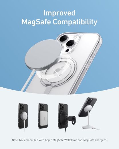 Чехол-подставка Anker MagGo Magnetic Case with Stand (360° Ring Stand) Clear для iPhone 16 Pro (A90H100A)