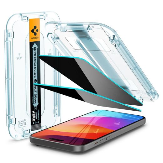 Защитное стекло антишпион Spigen Glass tR EZ Fit Privacy (2 Pack) Transparency для iPhone 16 Plus | 15 Plus (AGL06885)