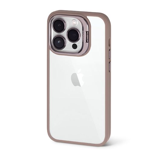 Чехол с защитным стеклом для камеры CasePro Metal Stand Case Clay with Glass Camera для iPhone 15 Pro