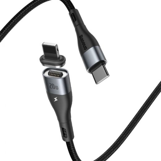 Магнитный кабель Baseus Zinc Magnetic Safe Fast Charging Data Cable Type-C to IP PD 20W 2m Black (CATLXC-A01)