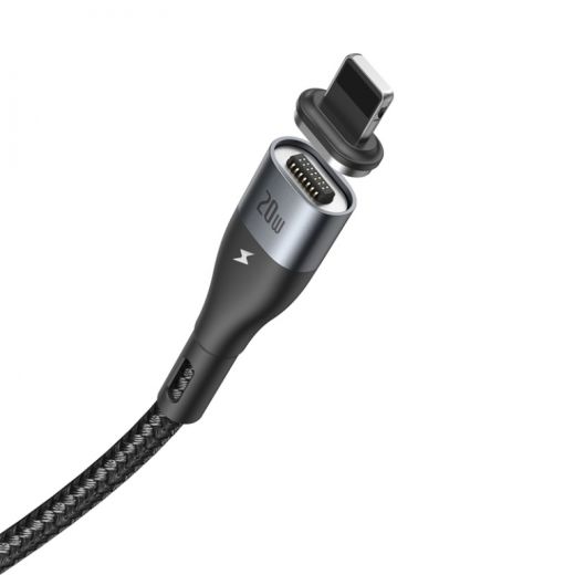 Магнитный кабель Baseus Zinc Magnetic Safe Fast Charging Data Cable Type-C to IP PD 20W 2m Black (CATLXC-A01)