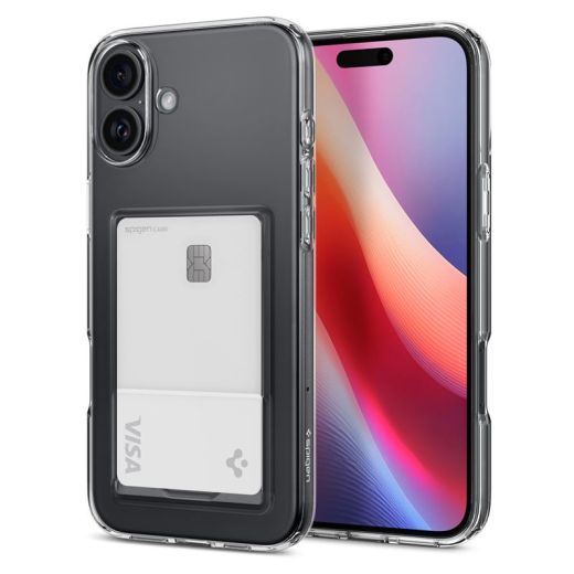 Чехол с кошельком Spigen Crystal Slot Crystal Clear для iPhone 16 (ACS08213)