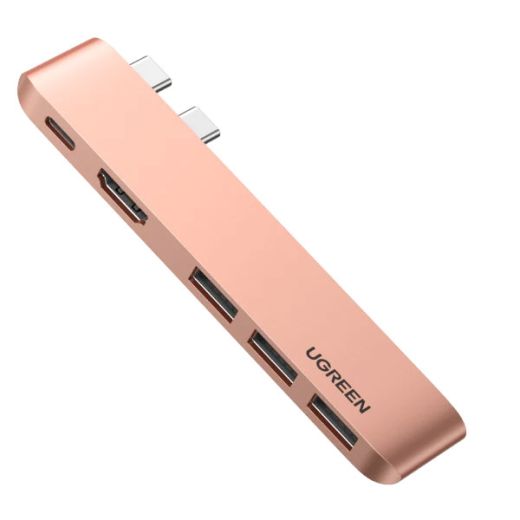 Адаптер Ugreen 5-в-2 USB-C Hub для MacBook Pro | Air Gold (70406)