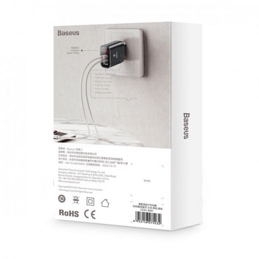 Зарядное устройство Baseus Mirror Lake Intelligent Digital Display 3USB Travel Charger 3.4A (EU) Black (CCALL-BH01)