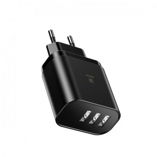 Зарядное устройство Baseus Mirror Lake Intelligent Digital Display 3USB Travel Charger 3.4A (EU) Black (CCALL-BH01)