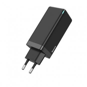 Быстрая зарядка Baseus GaN Quick Travel Charger 65W (2 Type-C + 1 USB) Black