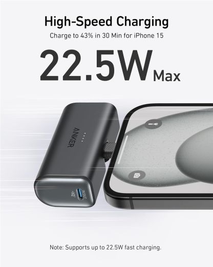 Повербанк Anker Nano Power Bank (22.5W, 5000mAh, Built-In USB-C Connector) Black Stone