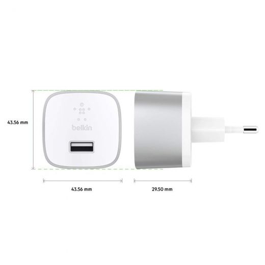 Сетевое зарядное устройство Belkin Home Quick Charger 18W USB 3.0A, USB-C, 1.2m, Silver (F7U034VF04-SLV)