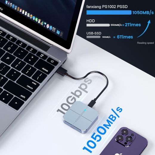 Магнітний зовнішній накопичувач Fanxiang Magnetic External SSD 1TB Grey