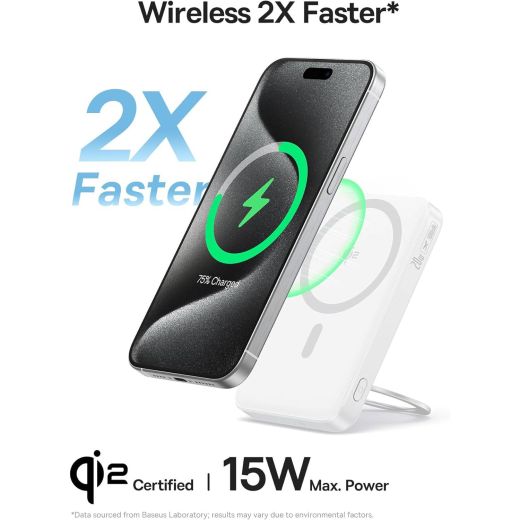 Повербанк Baseus PicoGo Ultra-Slim Qi2 Magnetic 15W Power Bank 5000mAh White
