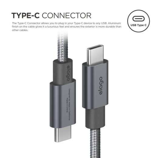 Кабель Elago USB-C to USB-A Dark Grey