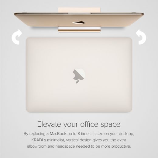 Підставка UPPERCASE KRADL Small Profile Space Saving Aluminum Vertical Stand Space Gray для MacBook