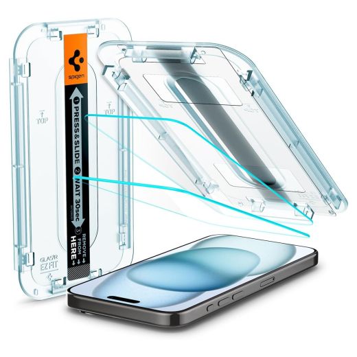 Захисне скло Spigen Tempered Glass Screen Protector [GlasTR EZ FIT] Clear (2 шт.)  для iPhone 15 (AGL06903)