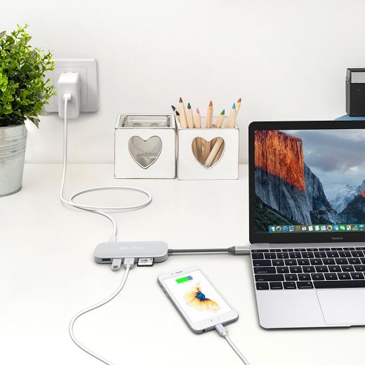 Адаптер HooToo Shuttle USB-C Hub Silver для Mac