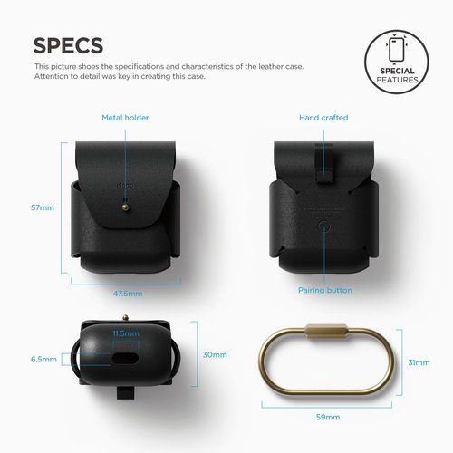 Чохол Elago Leather Case Black для Apple AirPods