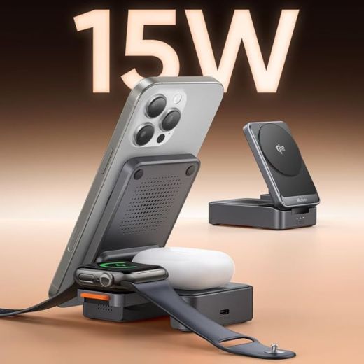Бездротова зарядка Mcdodo CH-5190 3 в 1 Foldable Magnetic Wireless Charger Mag-Safe Charger Black