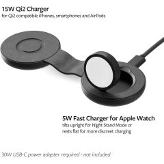 Бездротова зарядка Twelve South ButterFly SE 2 в 1 Qi2 Charger Black