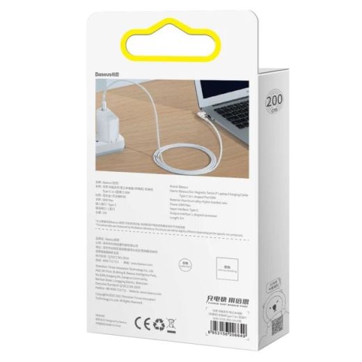 Кутовий кабель Baseus Zinc Magnetic Series L-Shaped USB-C to MagSafe 1 2m White (CATXC-W02)