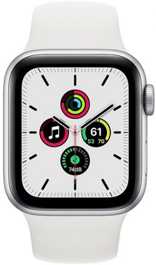 Apple Watch SE GPS 40mm Silver Aluminum Case with White Sport Band (MYDM2)