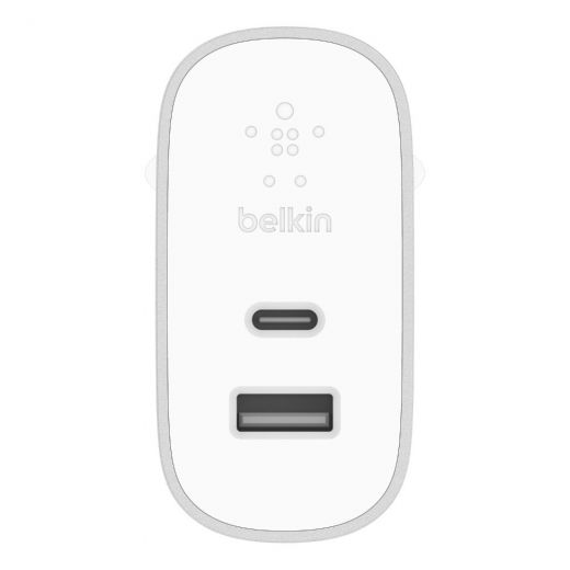 Сетевое зарядное устройство Belkin Home Charger 27W Power Delivery USB-C 3.0A, 12w USB-A 2.4A, Silver (F7U061VF-SLV)