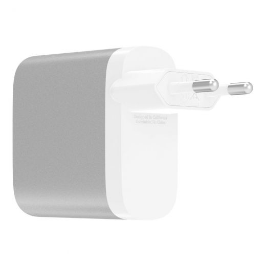 Сетевое зарядное устройство Belkin Home Charger 27W Power Delivery USB-C 3.0A, 12w USB-A 2.4A, Silver (F7U061VF-SLV)