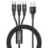Кабель Baseus Rapid 3-in-1 USB-A to USB-C/Lightning/Micro-USB 1.2m Black (CAJS000001) Кабель Baseus Rapid 3-in-1 USB-A to USB-C/Lightning/Micro-USB 1.2m Black (CAJS000001)