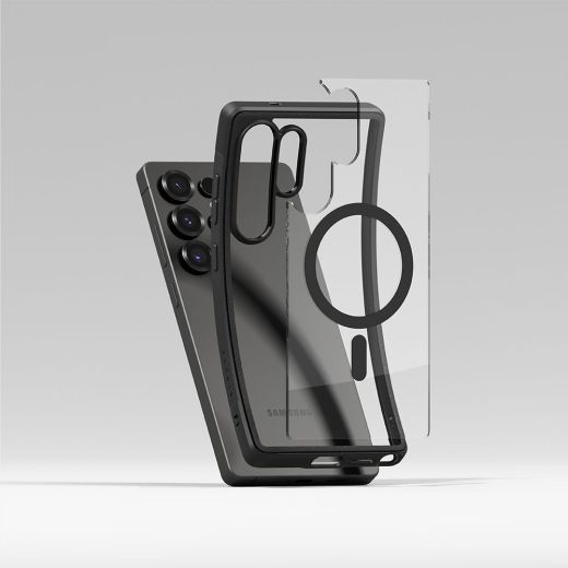 Прозрачный чехол Ringke Fusion Bold Magnetic Magsafe Black для Samsung S25 Ultra