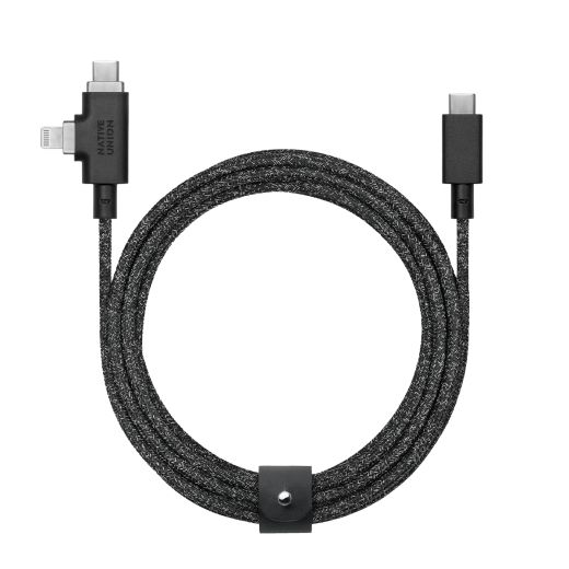 Кабель Native Union Belt Cable Duo Pro 240W USB-C to USB-C & Lightning Cosmos Black 2.4 метра (BELT-PROCCL-COS-NP)