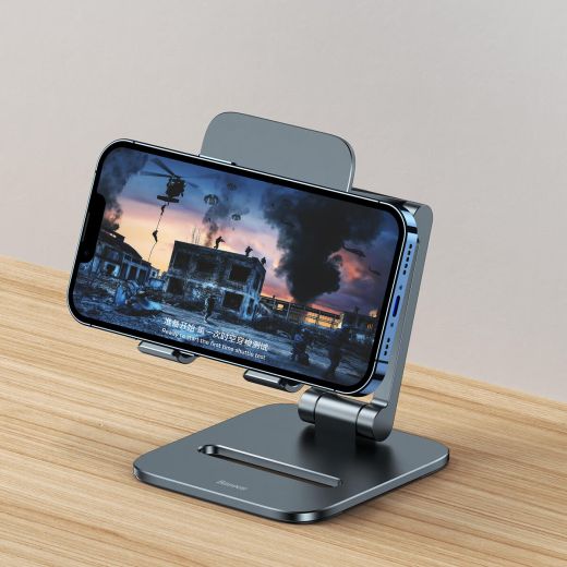 Подставка для телефона Baseus Desktop Biaxial Foldable Grey (LUSZ000013)