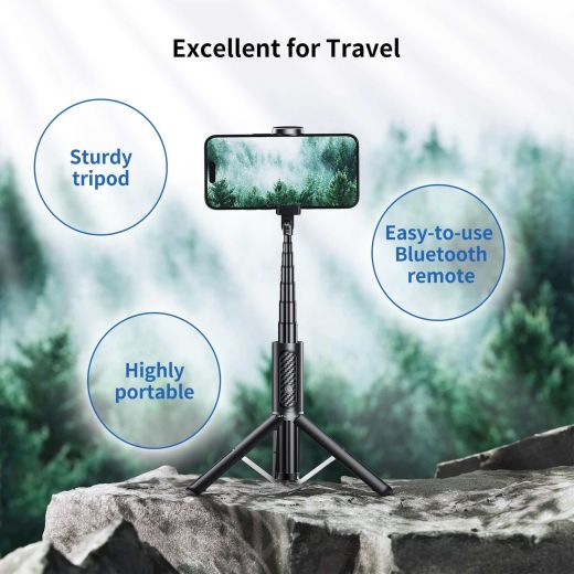 Палка для селфі на штативі Atumtek Premium Mini 80 см Phone Tripod Selfie Stick Black