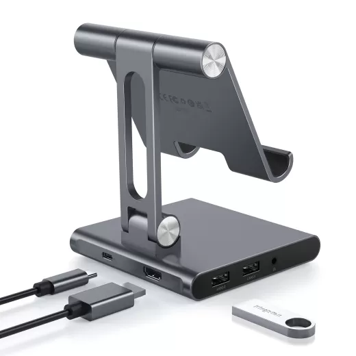 Алюмінієва регульована підставка ESR 8 в 1 Portable Stand Hub Grey