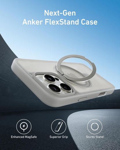 Чехол-подставка Anker MagGo Magnetic Case with Stand (360° Ring Stand) Titanium Luna для iPhone 16 Pro (A90H10BA)