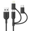 Кабель Anker 331 USB-A to Lightning Cable 3-в-1 0.9m Black (A8436H11)