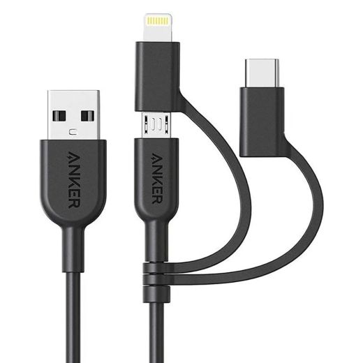 Кабель Anker 331 USB-A to Lightning Cable 3-в-1 0.9m Black (A8436H11)