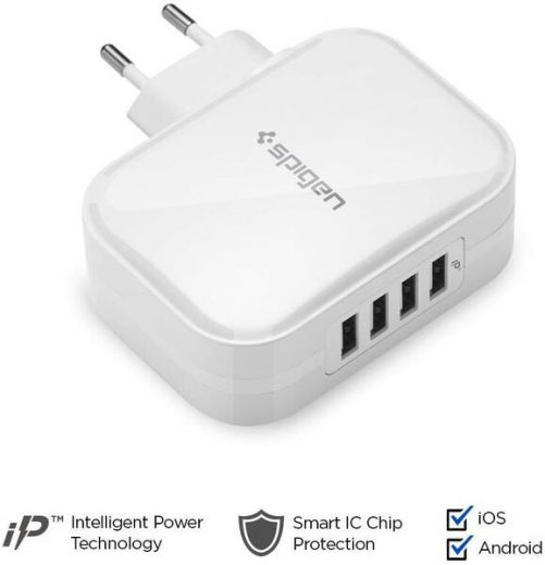 Зарядное устройство Spigen F401 Wall Charger 4xUSB White (000AD23963)