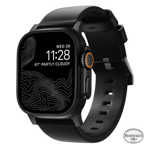 Шкіряний ремінець Nomad Modern Band Horween Leather Black / Black Hardware для Apple Watch 49мм | 46мм | 45мм | 44мм
