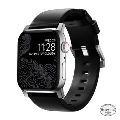 Кожаный ремешок Nomad Modern Band Horween Leather Black / Silver Hardware (NM1A41SM00) для Apple Watch 49мм | 46мм | 45мм | 44мм