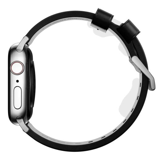 Кожаный ремешок Nomad Modern Band Horween Leather Black / Silver Hardware (NM1A41SM00) для Apple Watch 49мм | 46мм | 45мм | 44мм