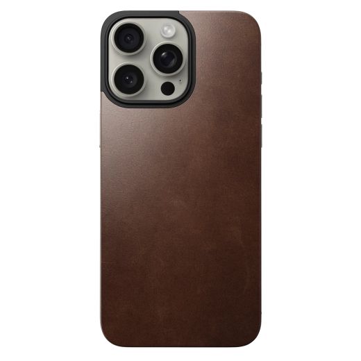 Кожаная магнитная накладка на заднюю панель Nomad Magnetic Leather Back Horween Leather Rustic Brown для iPhone 15 Pro Max