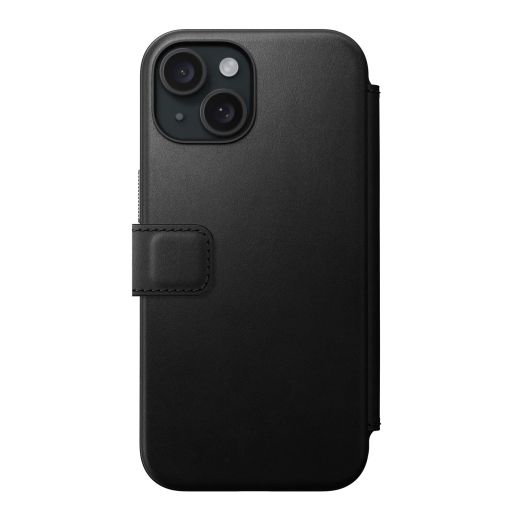 Кожаный чехол-книжка Nomad Modern Leather Folio Black для iPhone 15