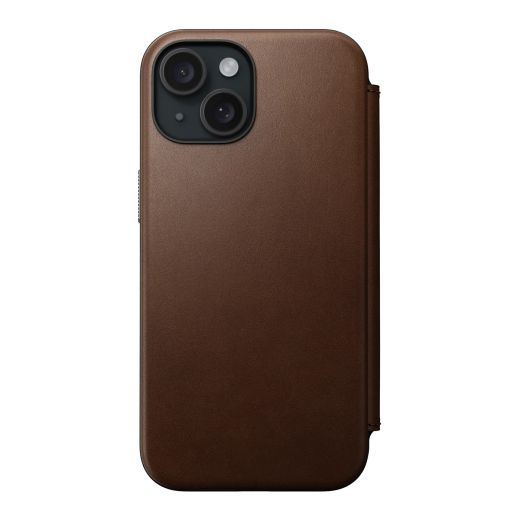 Кожаный чехол-книжка Nomad Modern Leather Folio Brown для iPhone 15 Plus