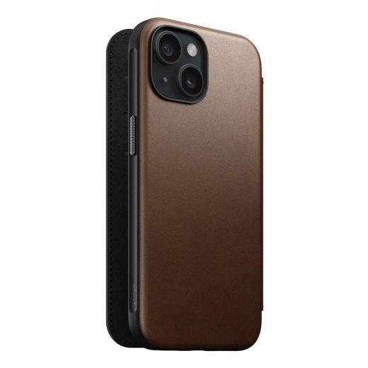 Кожаный чехол-книжка Nomad Modern Leather Folio Brown для iPhone 15