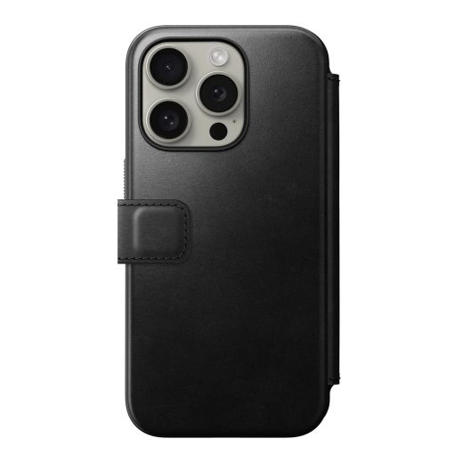 Кожаный чехол-книжка Nomad Modern Horween Leather Folio Case Black для iPhone 15 Pro Max