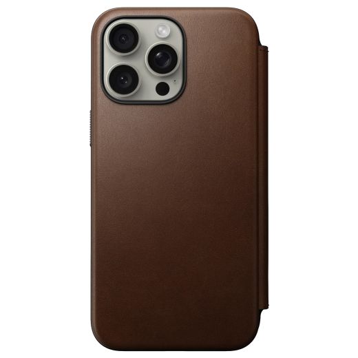 Кожаный чехол-книжка Nomad Modern Leather Folio Brown для iPhone 15 Pro