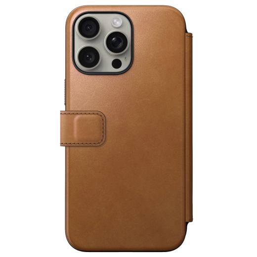 Шкіряний чохол-книжка Nomad Modern Leather Folio Tan для iPhone 15 Pro