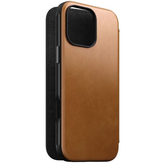 Кожаный чехол-книжка Nomad Modern Leather Folio Case English Tan-C для iPhone 16 Pro Max (NM01673385)