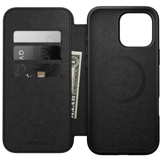 Кожаный чехол-книжка Nomad Modern Leather Folio Case Black для iPhone 16 Pro (NM01680185)