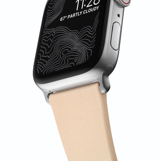 Шкіряний ремінець Nomad Modern Slim Band Natural Leather / Silver Hardware для Apple Watch 42mm | 41mm | 40mm